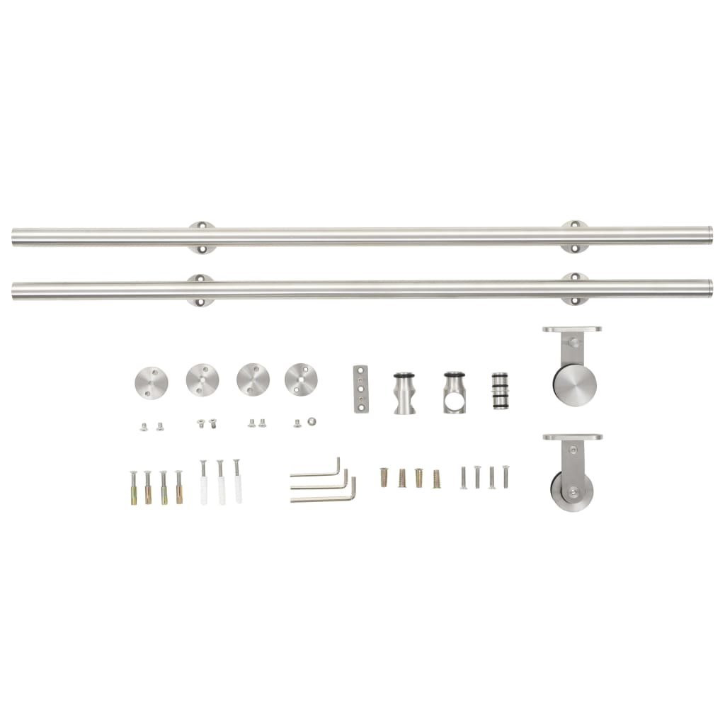 Sliding Door Hardware Kit 183 cm Stainless Steel Silver