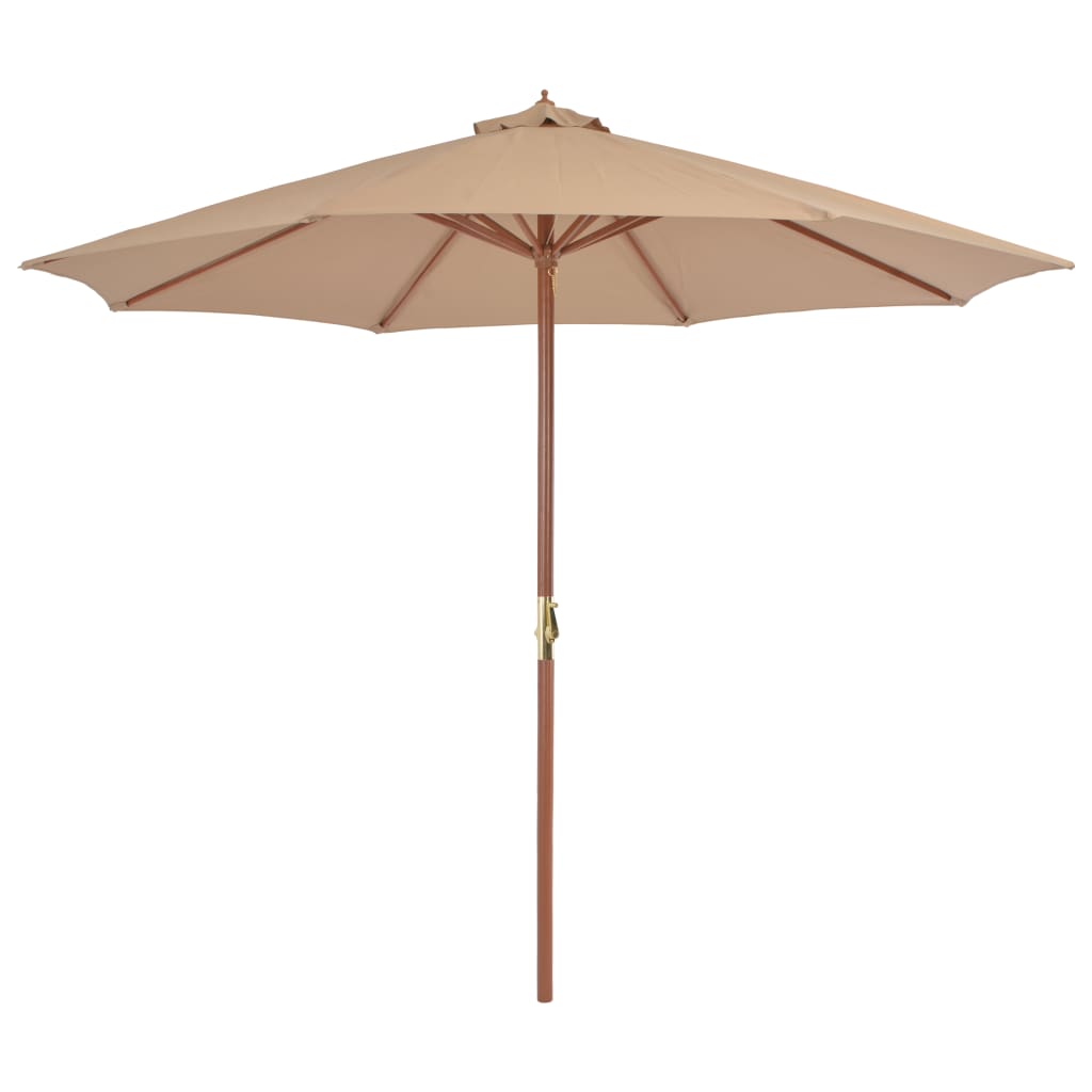 Garden Parasol with Wooden Pole 300 cm Taupe