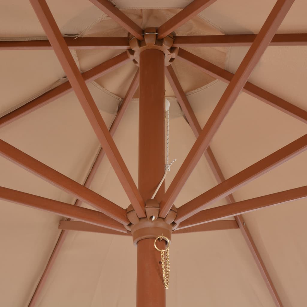 Garden Parasol with Wooden Pole 300 cm Taupe