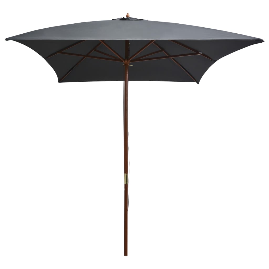 Garden Parasol with Wooden Pole 200x300 cm Anthracite