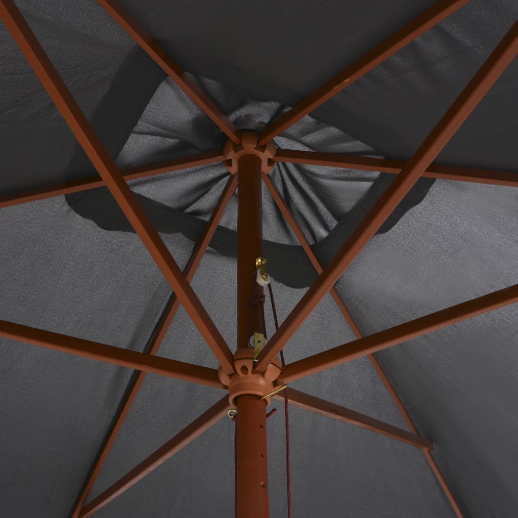 Garden Parasol with Wooden Pole 200x300 cm Anthracite