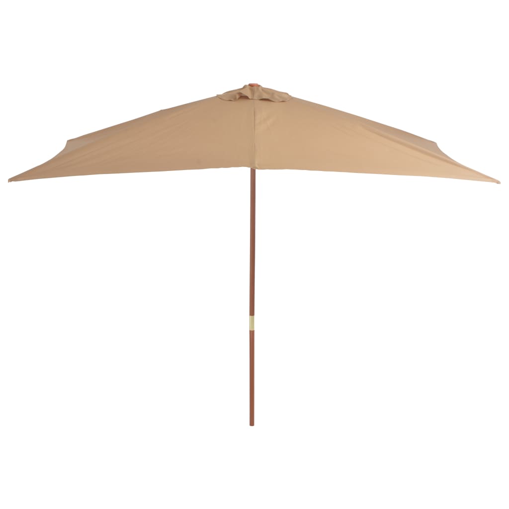 Garden Parasol with Wooden Pole 200x300 cm Taupe