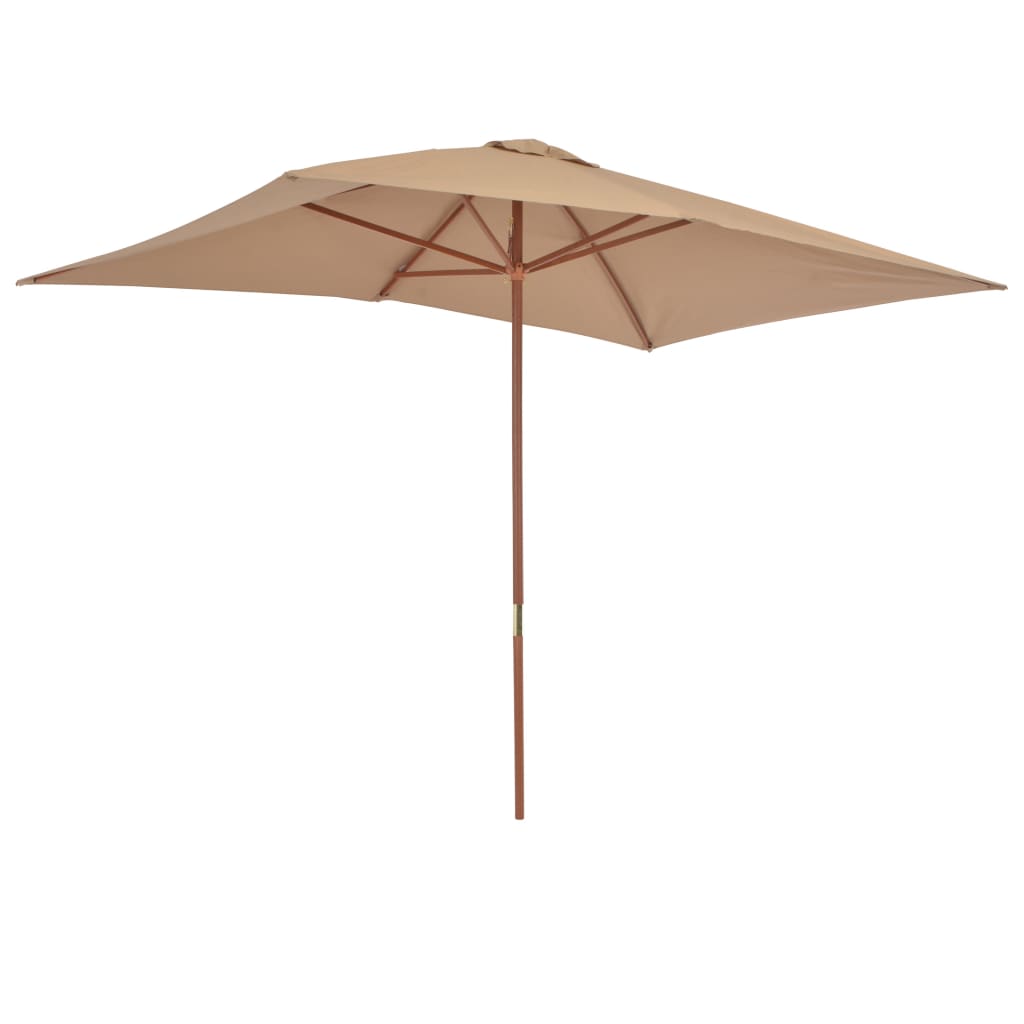 Garden Parasol with Wooden Pole 200x300 cm Taupe