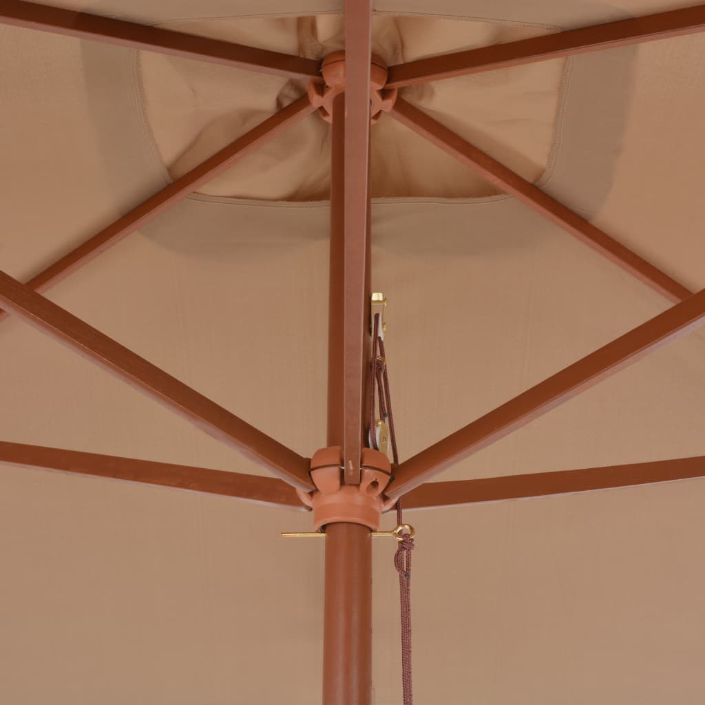 Garden Parasol with Wooden Pole 200x300 cm Taupe