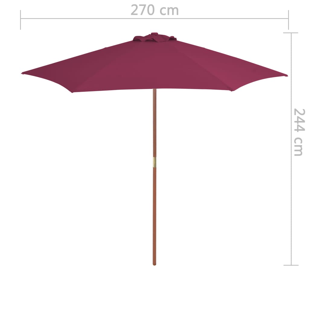 Garden Parasol with Wooden Pole 270 cm Bordeaux Red