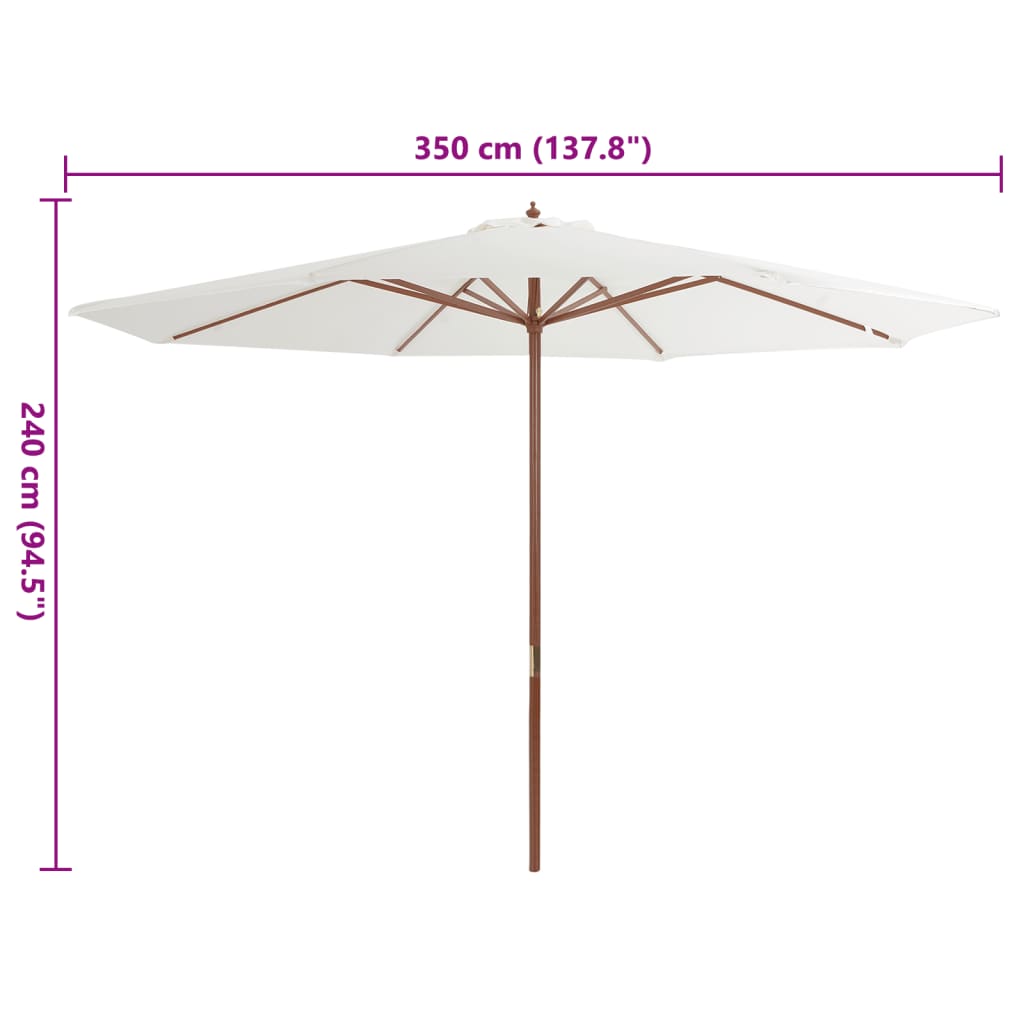 Garden Parasol with Wooden Pole 350 cm Sand White