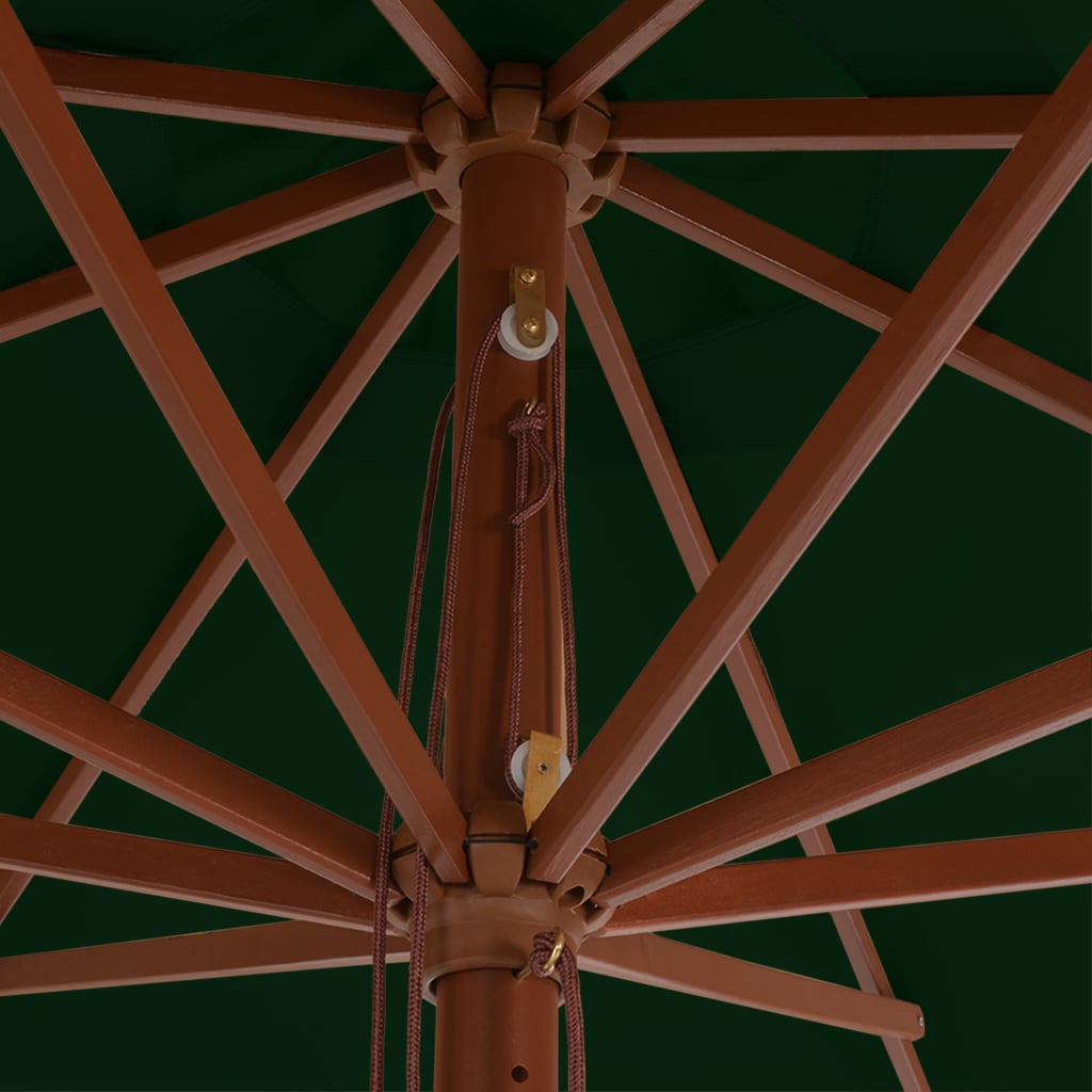 Garden Parasol with Wooden Pole 350 cm Green