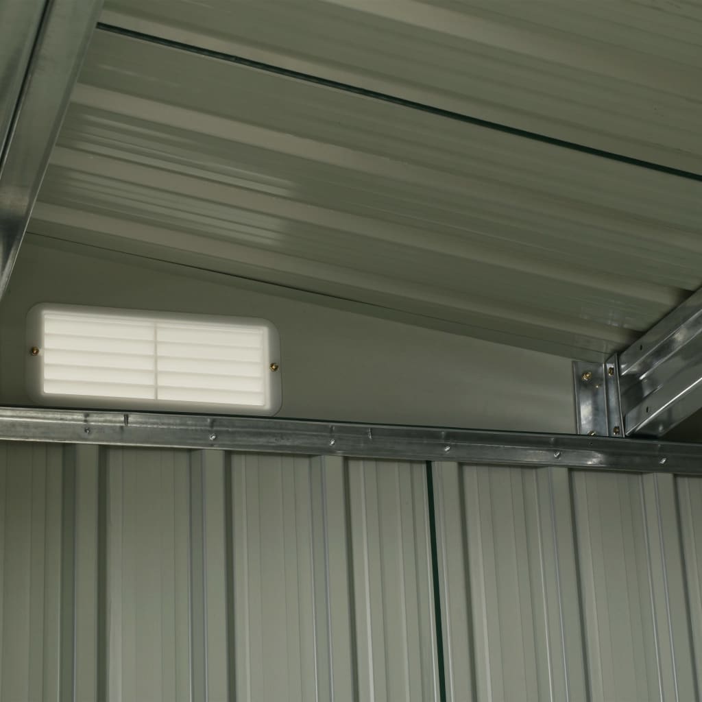 Garden Shed with Sliding Doors Green 386x259x178 cm Steel