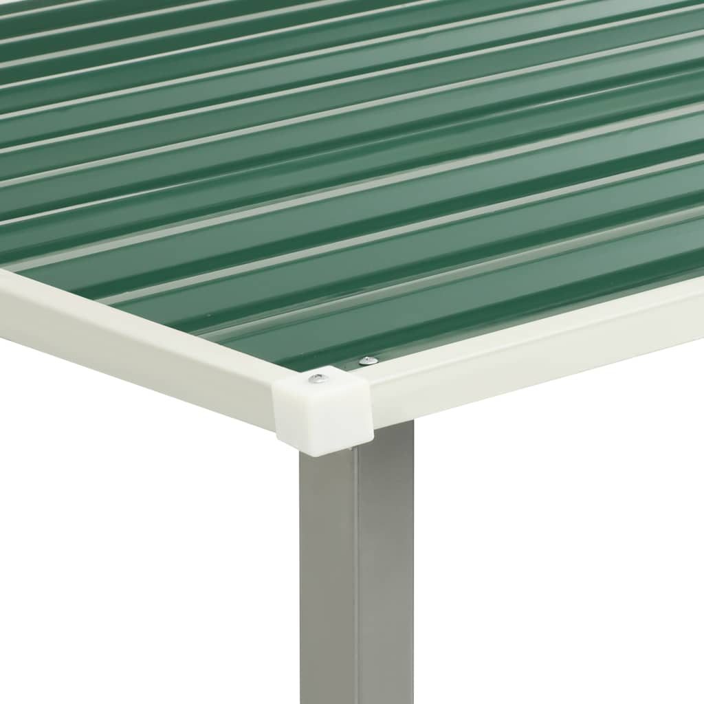Garden Shed with Sliding Doors Green 386x312x178 cm Steel