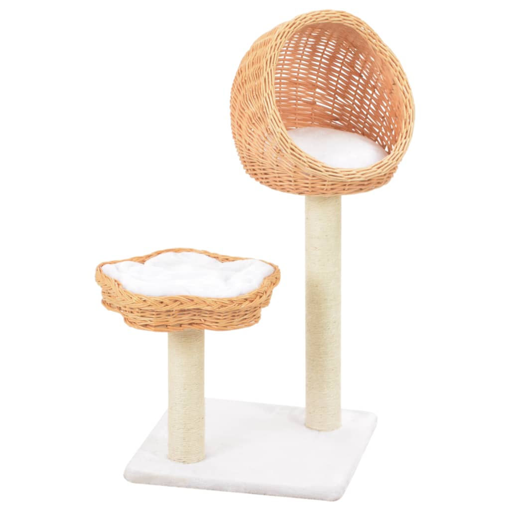 Cat Tree with Sisal Scratching Post Natural Willow Wood
