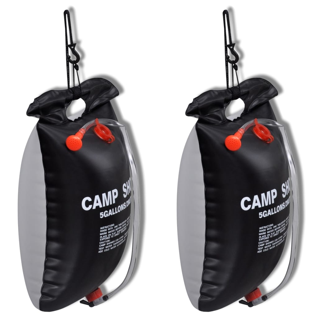 Camp Shower Solar Shower Outdoor Bath 20 L 2 pcs