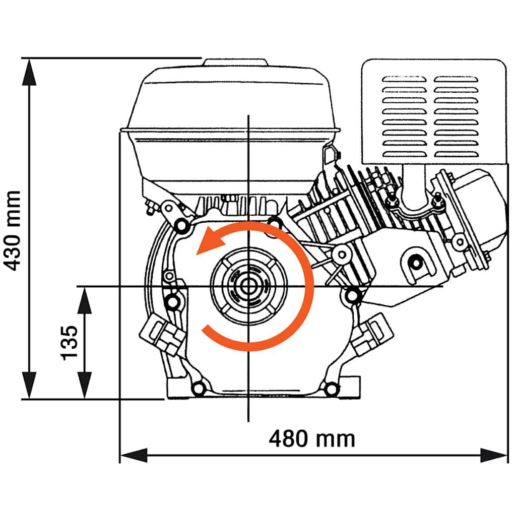 Petrol Engine 15 HP 11 kW Black