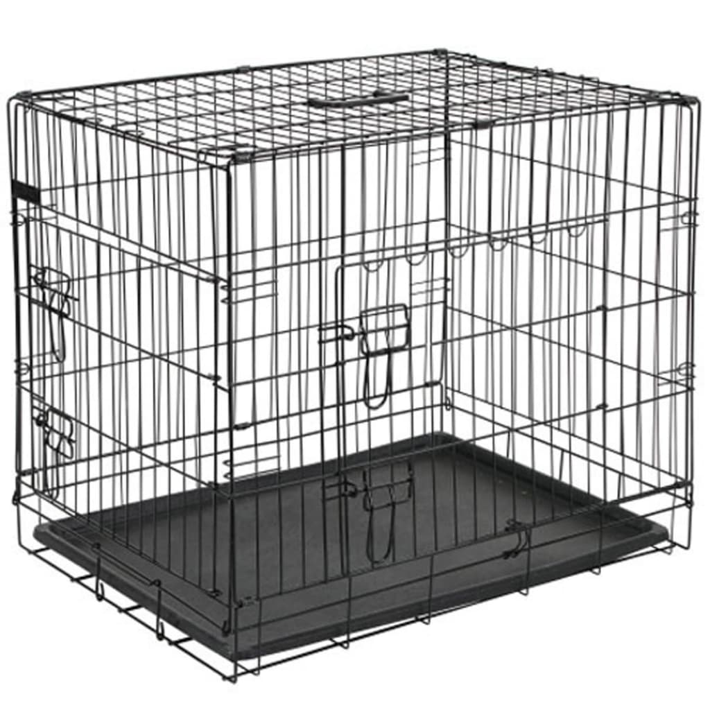 Dog Transport Crate Metal 92.5x57.5x64 cm Black 15003