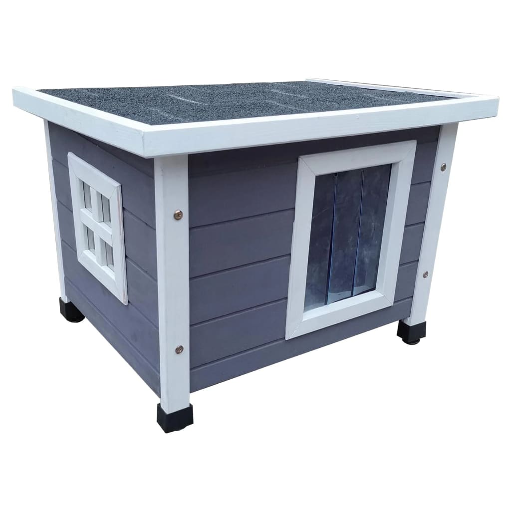 Outdoor Cat House 57x45x43 cm Wood Grey and White
