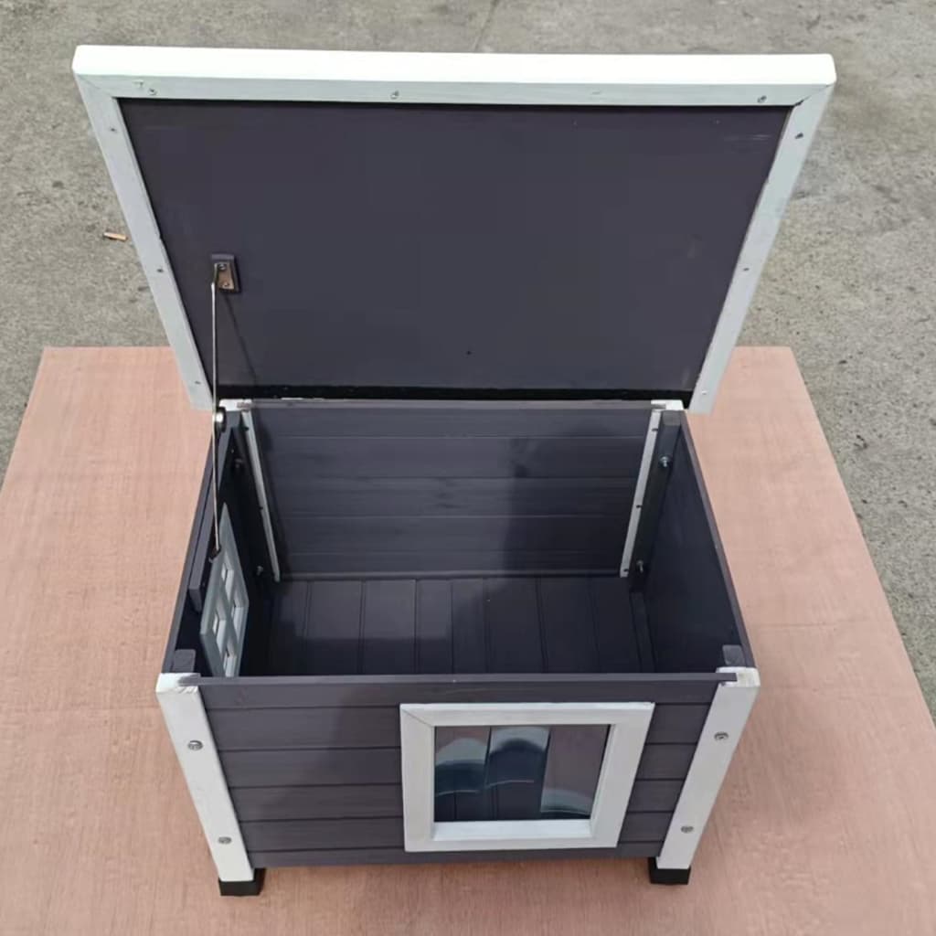 Outdoor Cat House 57x45x43 cm Wood Grey and White