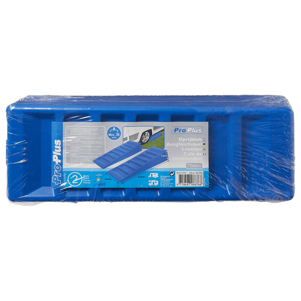 2-Piece Caravan Leveller Set 75mm Plastic Blue