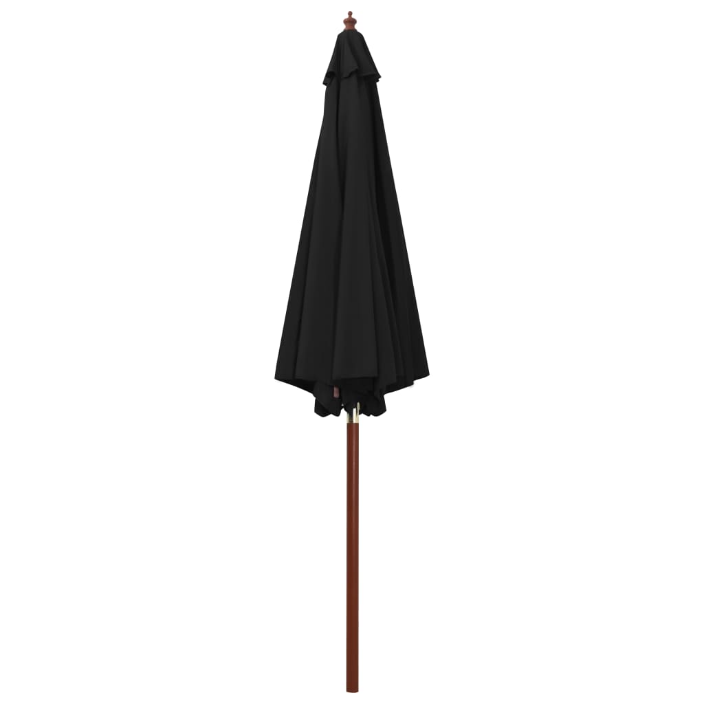 Garden Parasol with Wooden Pole 300x258 cm Black