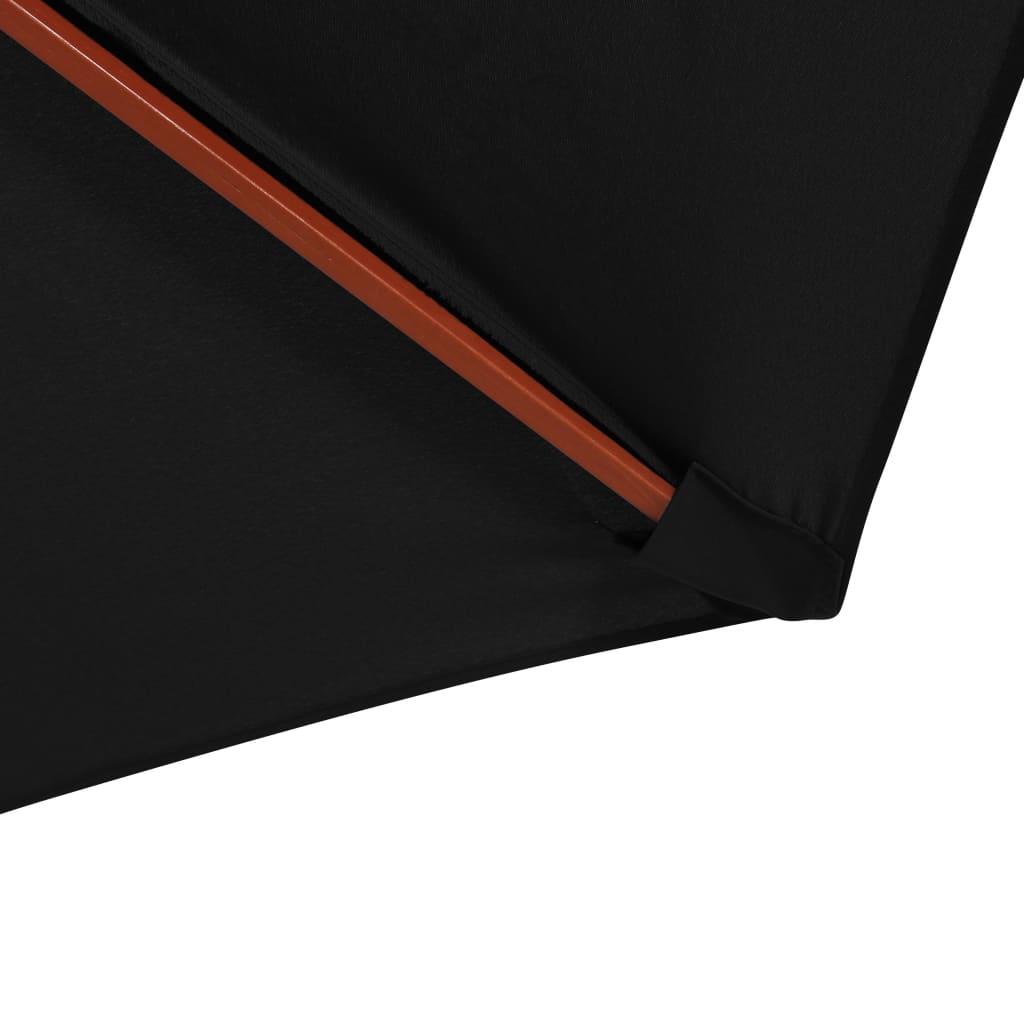 Garden Parasol with Wooden Pole 300x258 cm Black