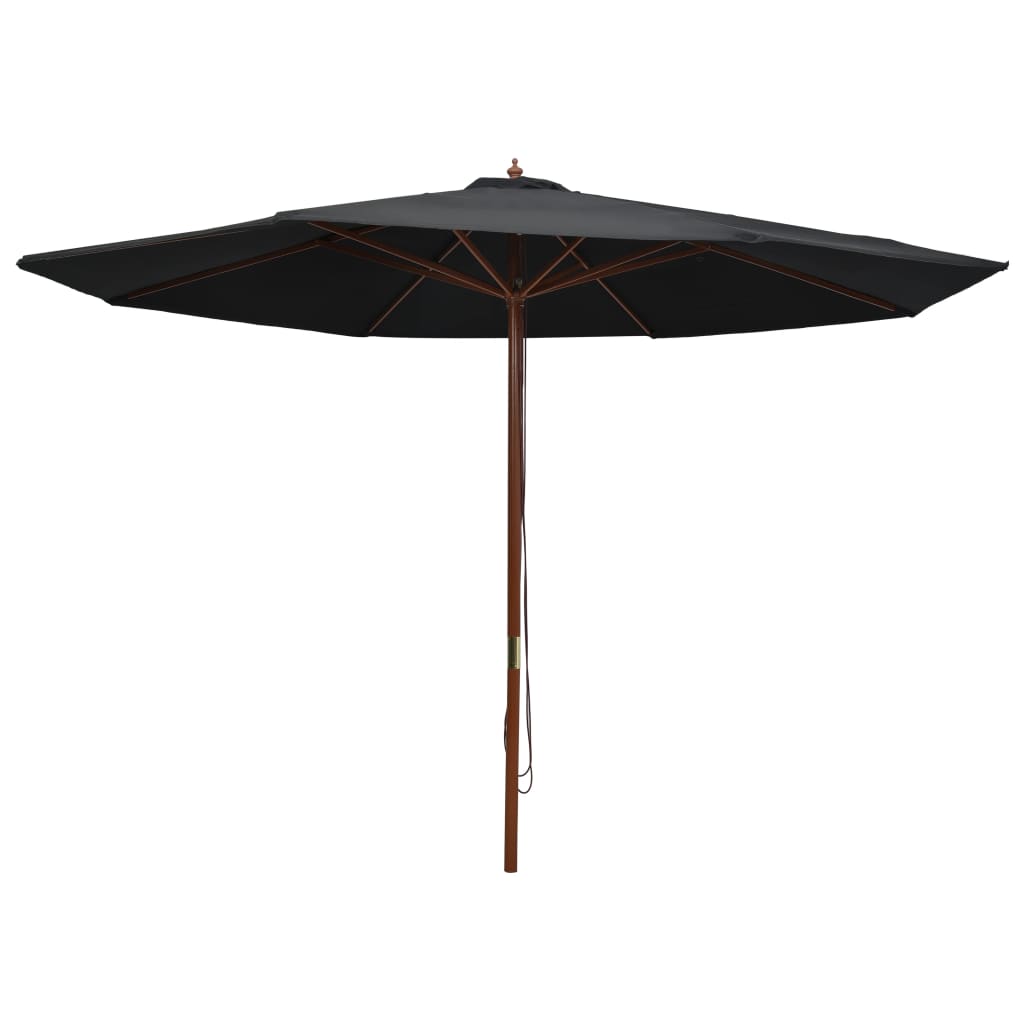 Garden Parasol with Wooden Pole 350 cm Black