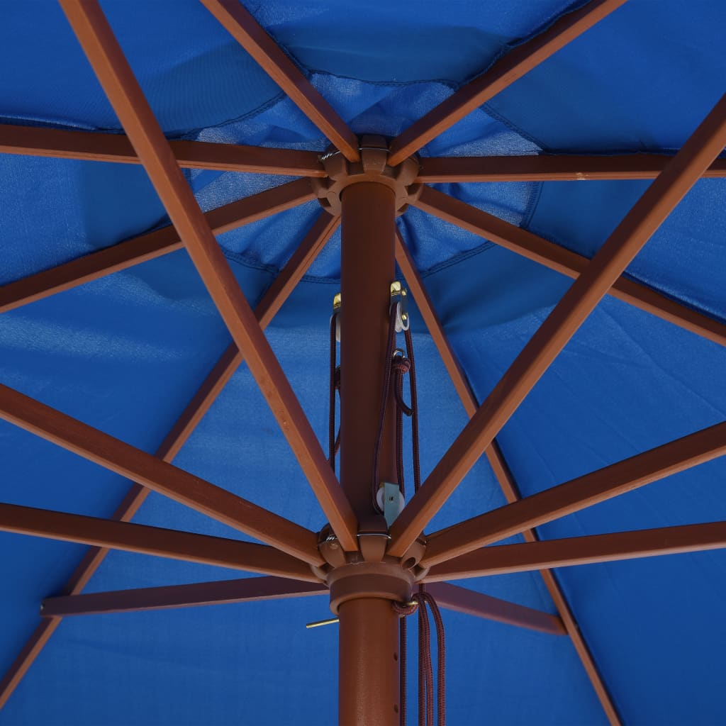 Garden Parasol with Wooden Pole 350 cm Blue