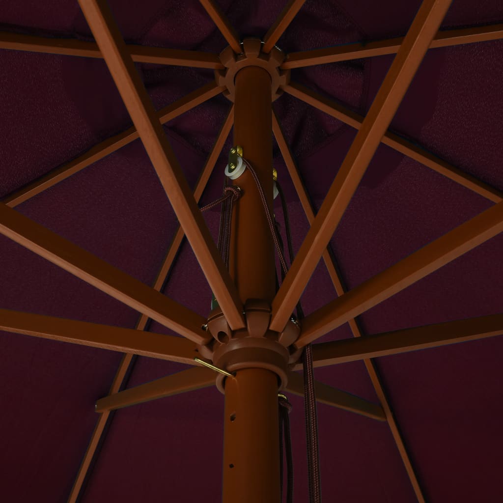 Garden Parasol with Wooden Pole 330 cm Burgundy
