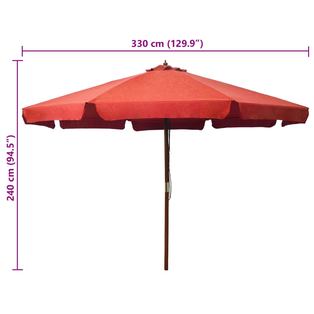 Garden Parasol with Wooden Pole 330 cm Terracotta