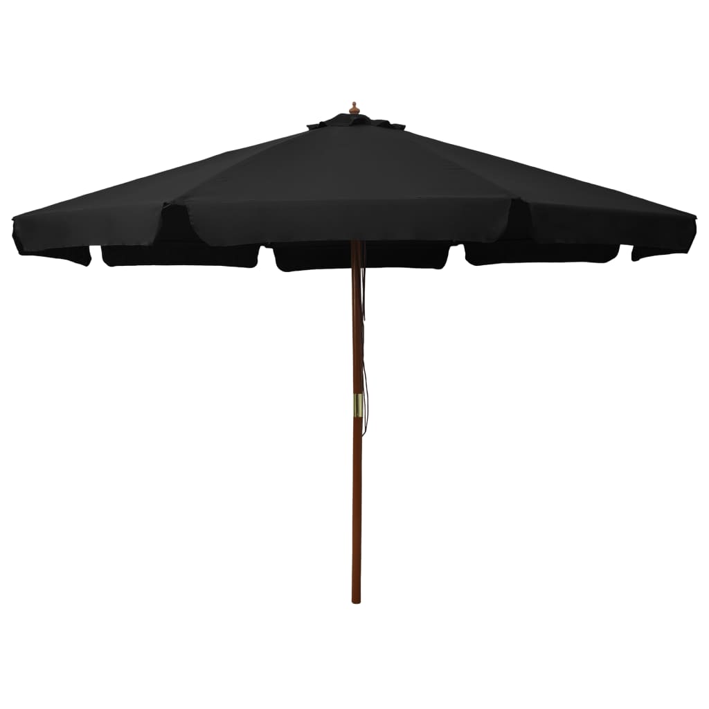 Garden Parasol with Wooden Pole 330 cm Black