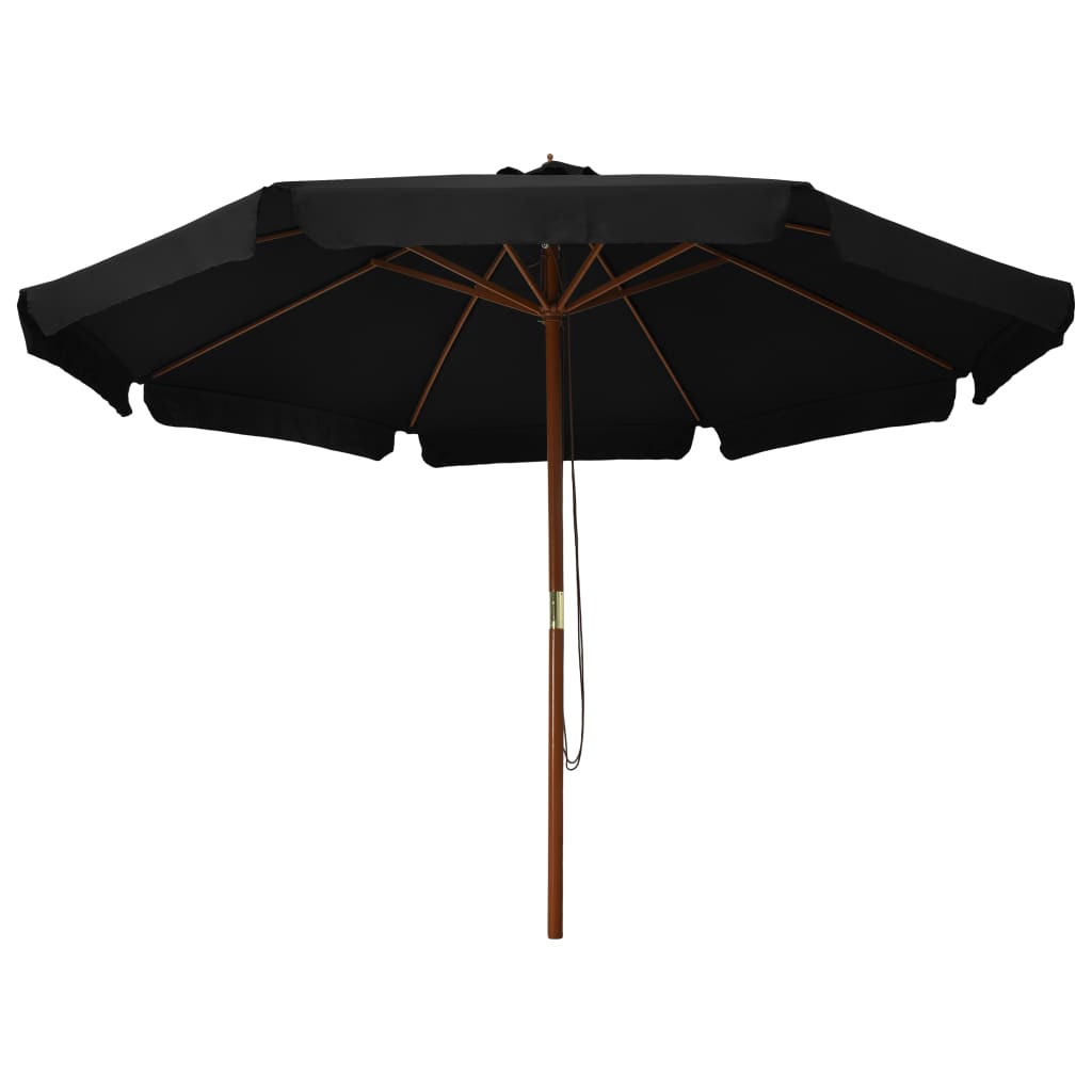 Garden Parasol with Wooden Pole 330 cm Black