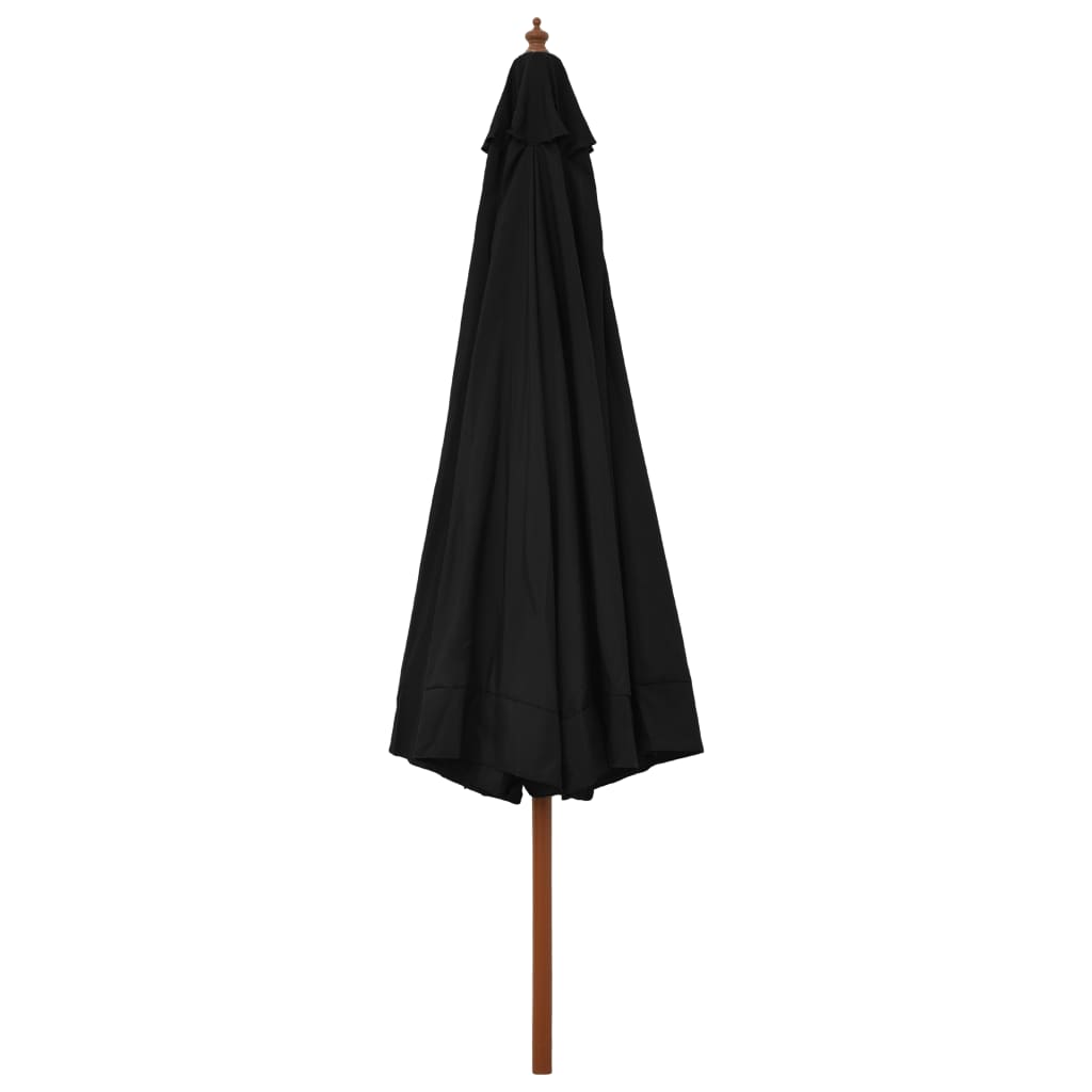 Garden Parasol with Wooden Pole 330 cm Black