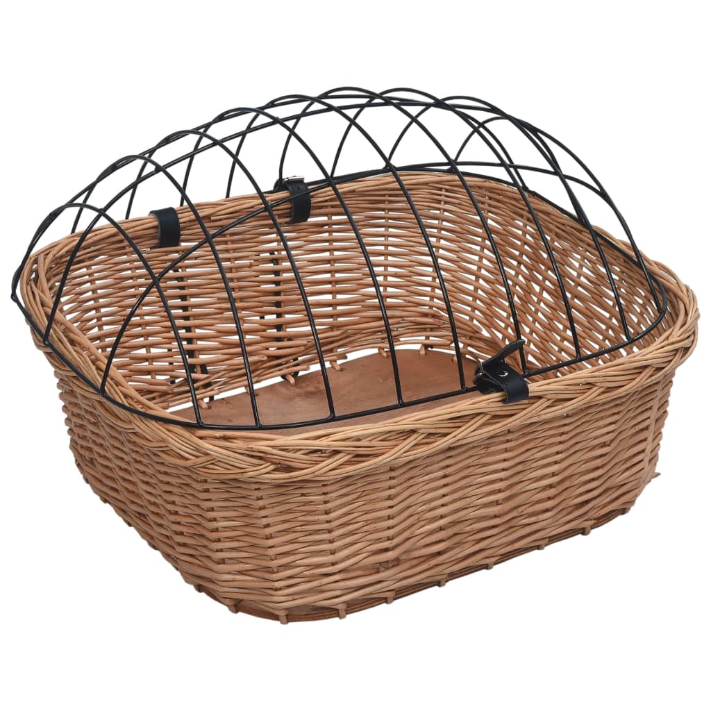 Bike Front Basket with Cover 50x45x35 cm Natural Willow