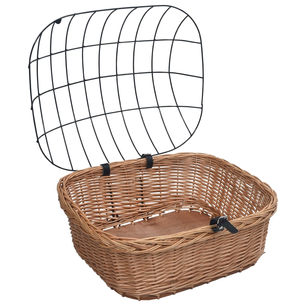 Bike Front Basket with Cover 50x45x35 cm Natural Willow