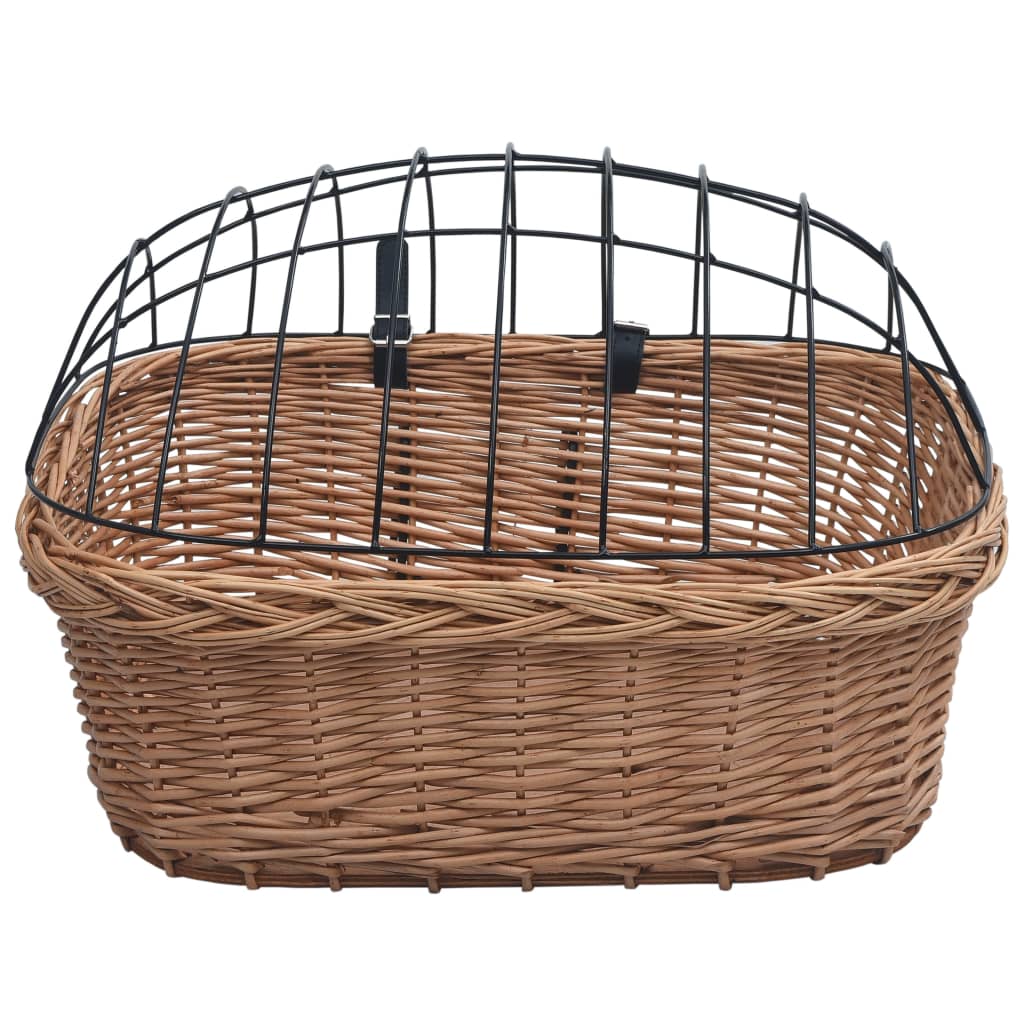 Bike Front Basket with Cover 50x45x35 cm Natural Willow