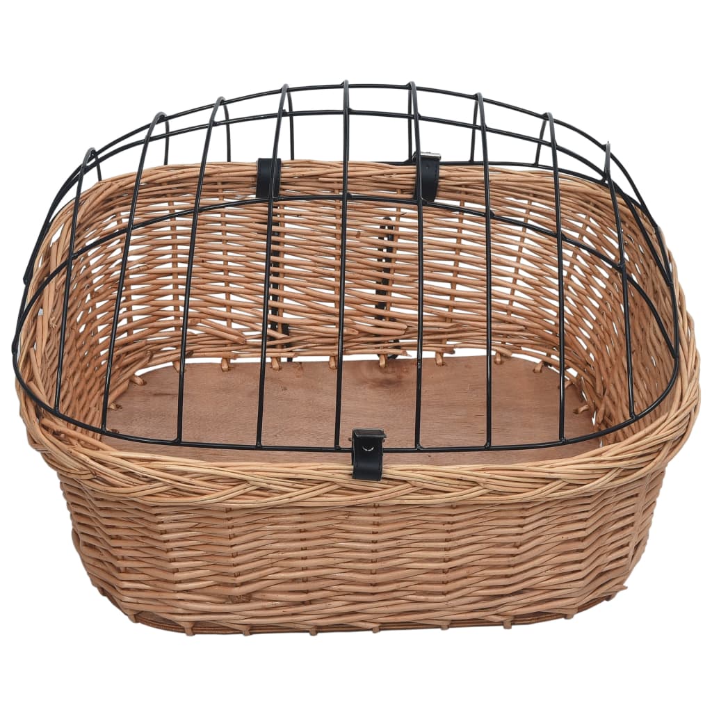 Bike Front Basket with Cover 50x45x35 cm Natural Willow