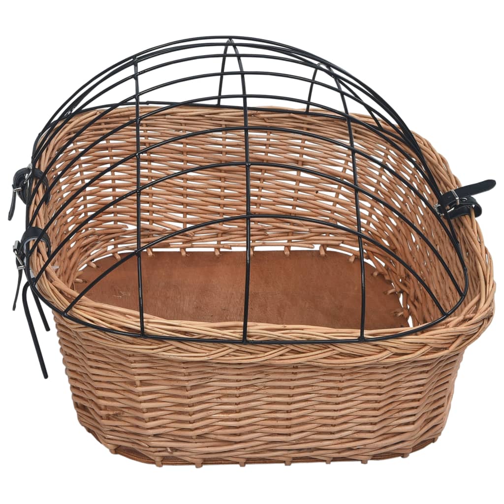 Bike Front Basket with Cover 50x45x35 cm Natural Willow