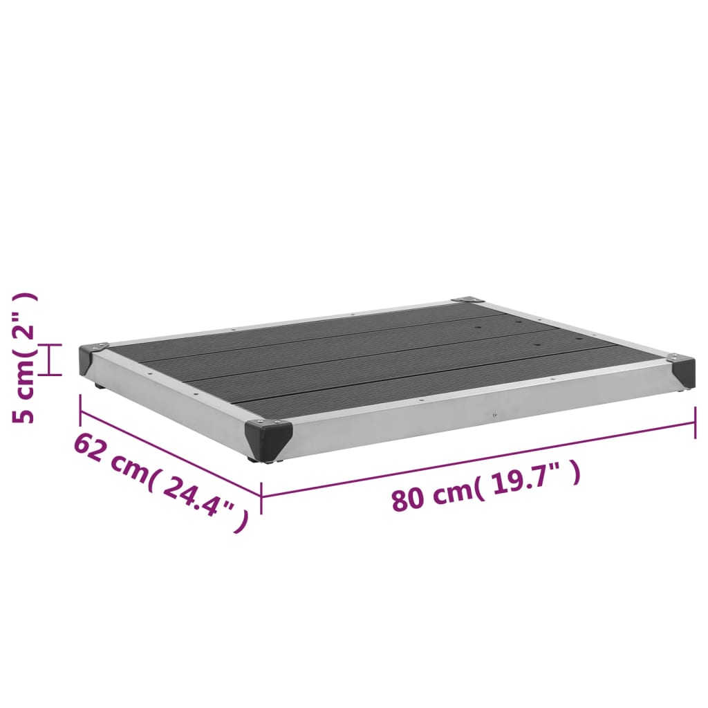 Outdoor Shower Tray WPC Stainless Steel 80x62 cm Grey
