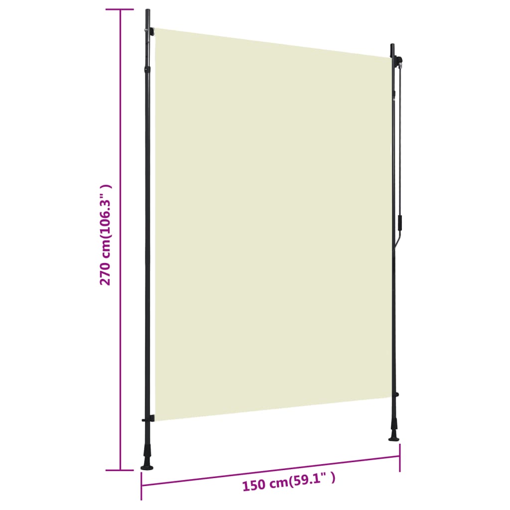 Outdoor Roller Blind 150x270 cm Cream