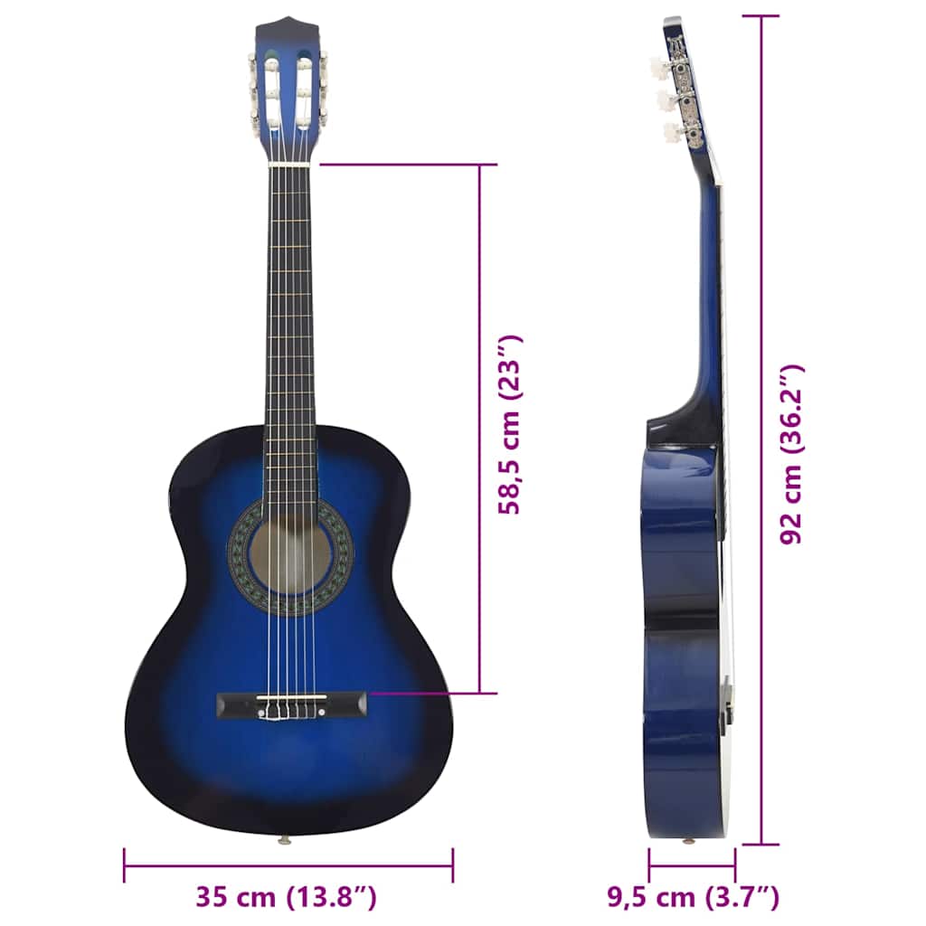 Classical Guitar for Beginner and Kids Blue 3/4 36"