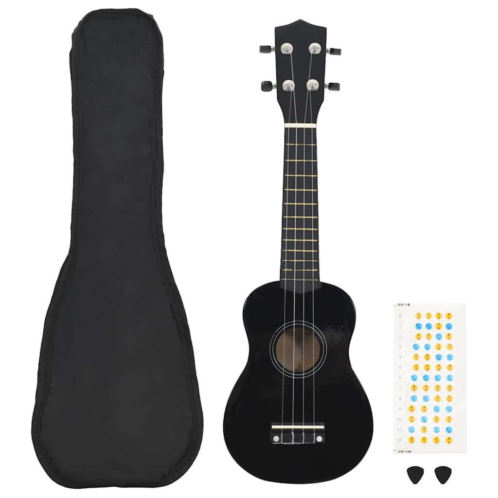 Soprano Ukulele Set with Bag for Kids Black 21"