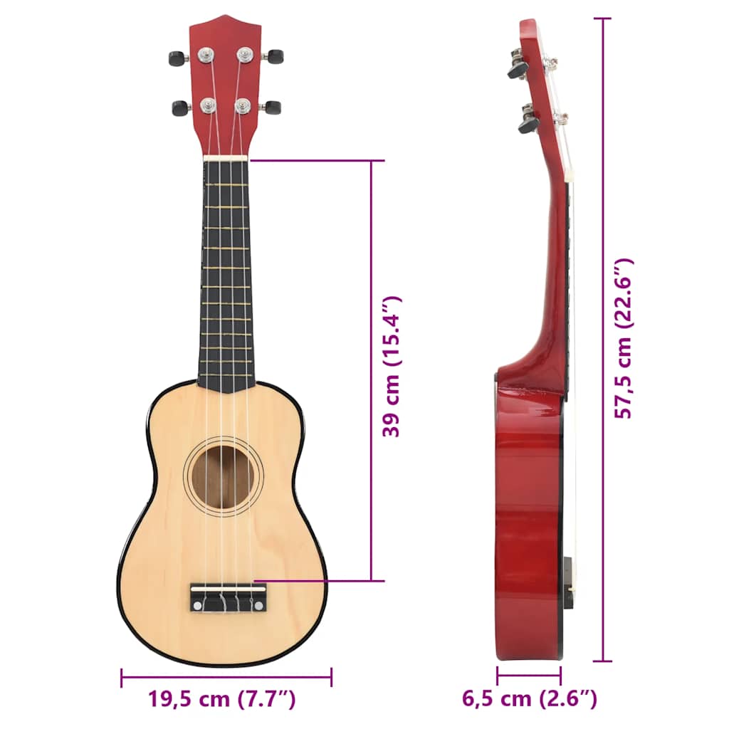 Soprano Ukulele Set with Bag for Kids Light Wood 23"