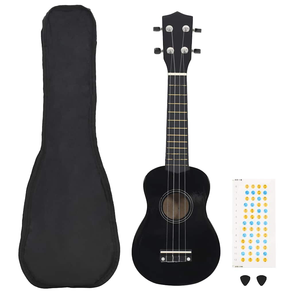 Soprano Ukulele Set with Bag for Kids Black 23"