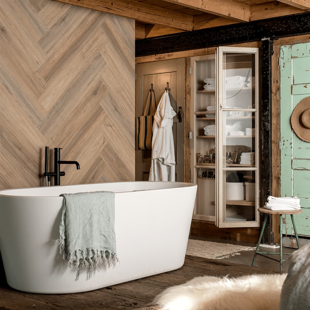 Wood Look Planks Natural Oak Latte Brown