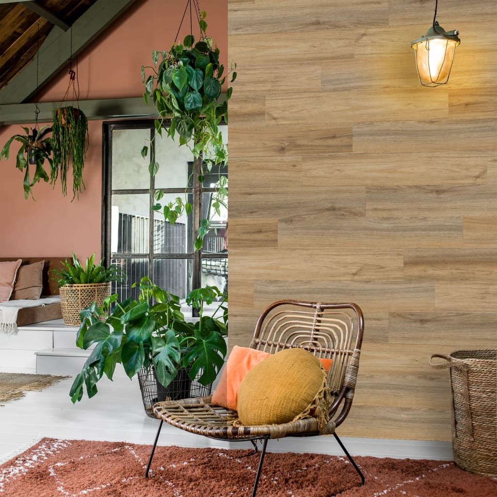 Wood Look Planks Natural Oak Latte Brown