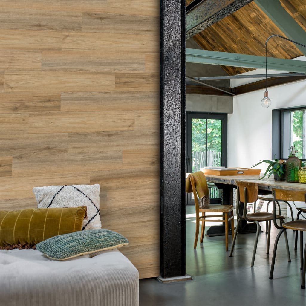 Wood Look Planks Natural Oak Latte Brown