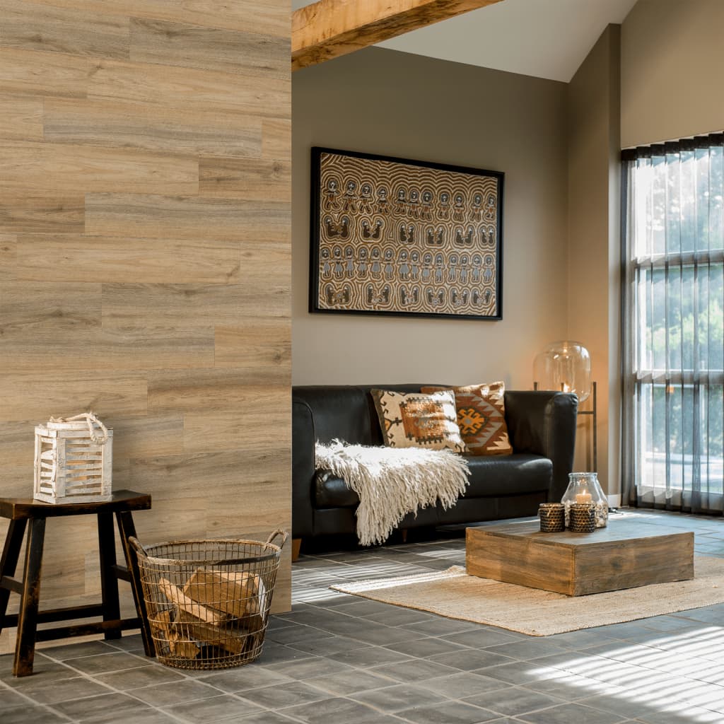 Wood Look Planks Natural Oak Latte Brown