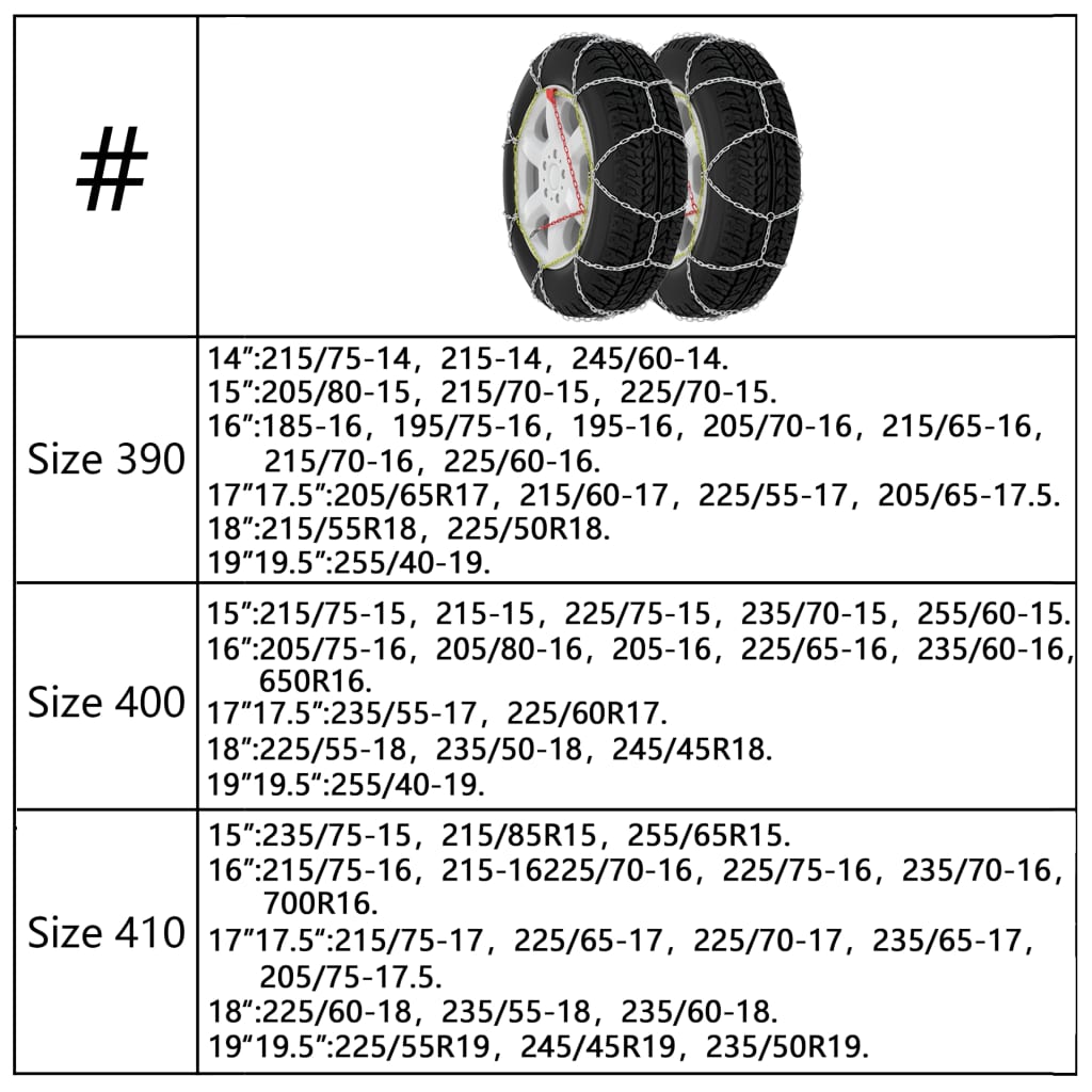 Car Tyre Snow Chains 2 pcs 9 mm KN80