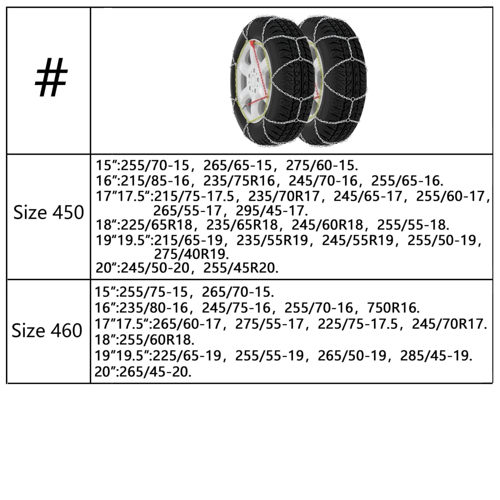 Car Tyre Snow Chains 2 pcs 9 mm KN80