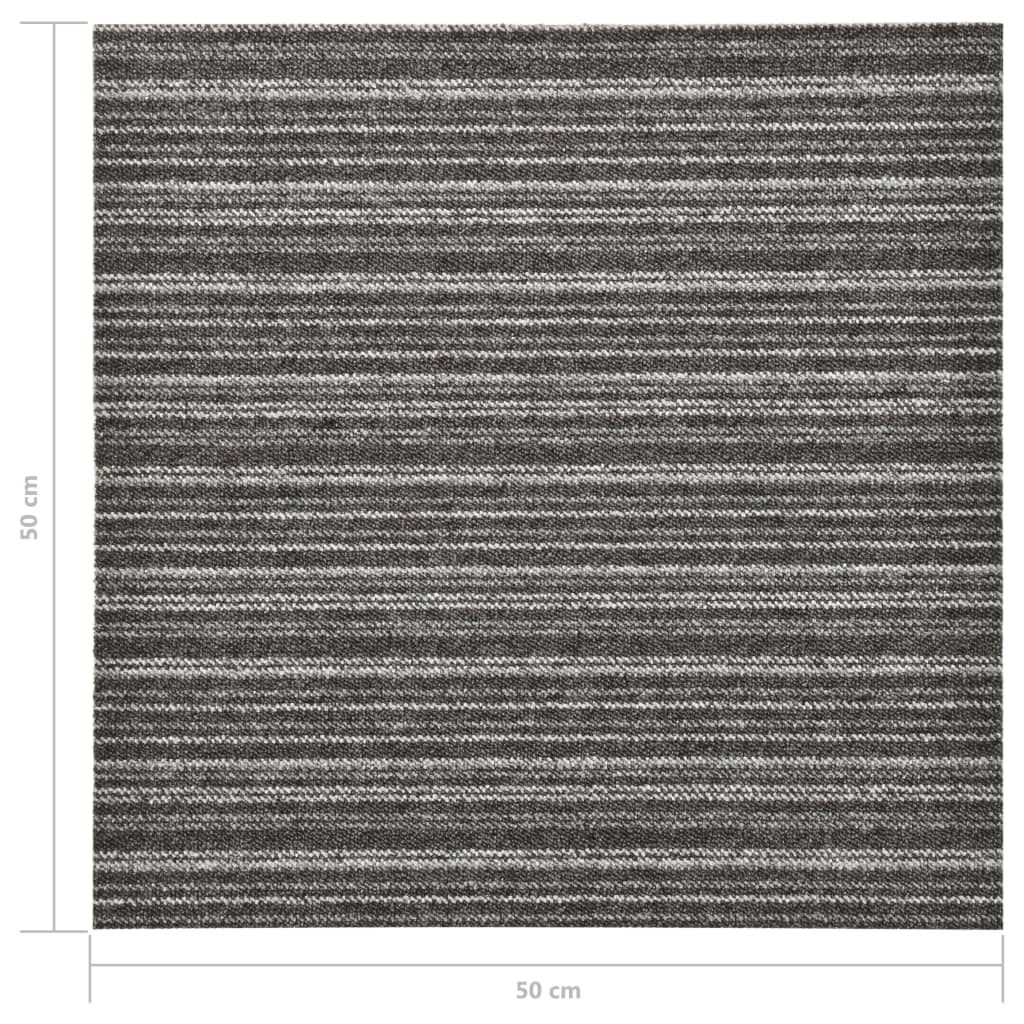 Carpet Floor Tiles 20 pcs 5 m² 50x50 cm Striped Anthracite