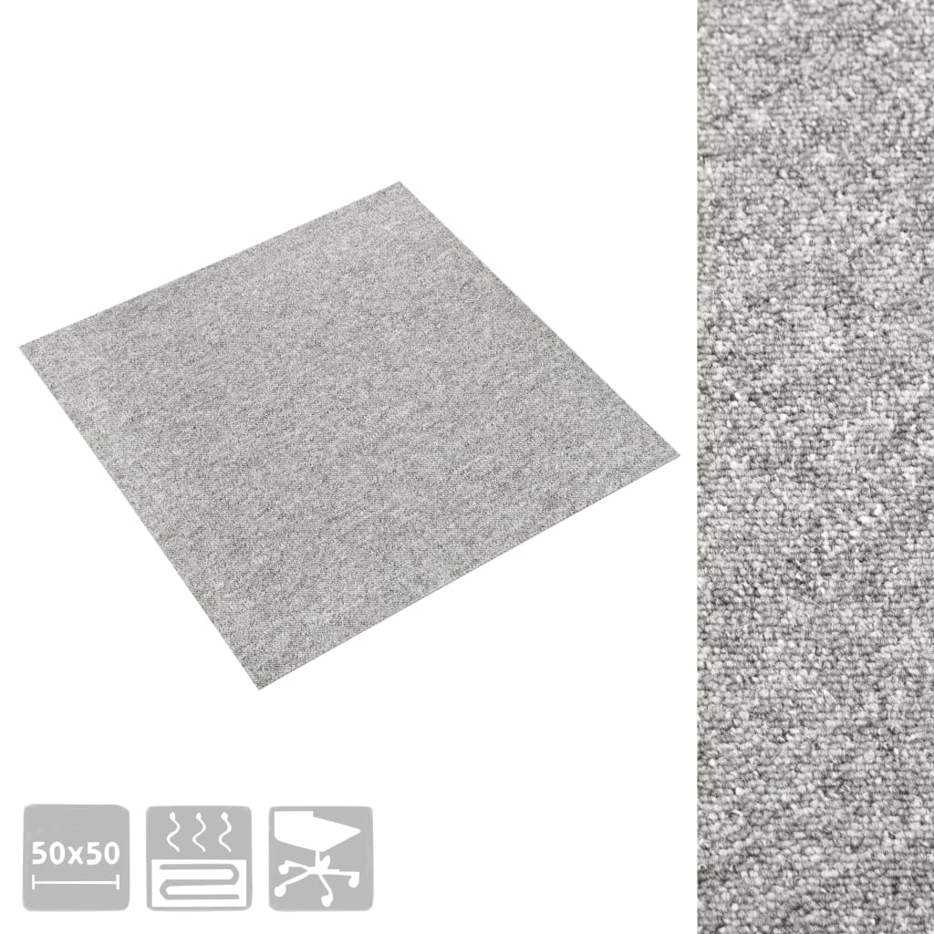 Carpet Floor Tiles 20 pcs 5 m² 50x50 cm Light Grey