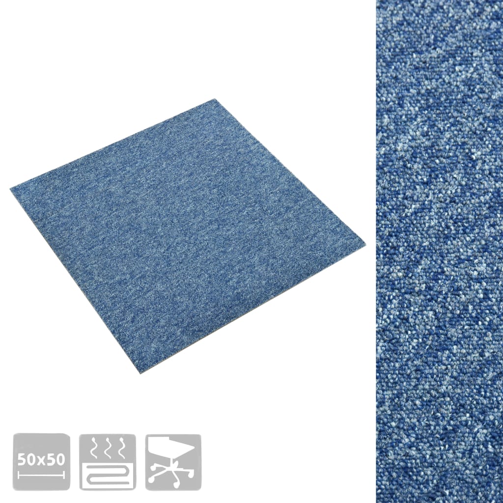 Carpet Floor Tiles 20 pcs 5 m² 50x50 cm Blue