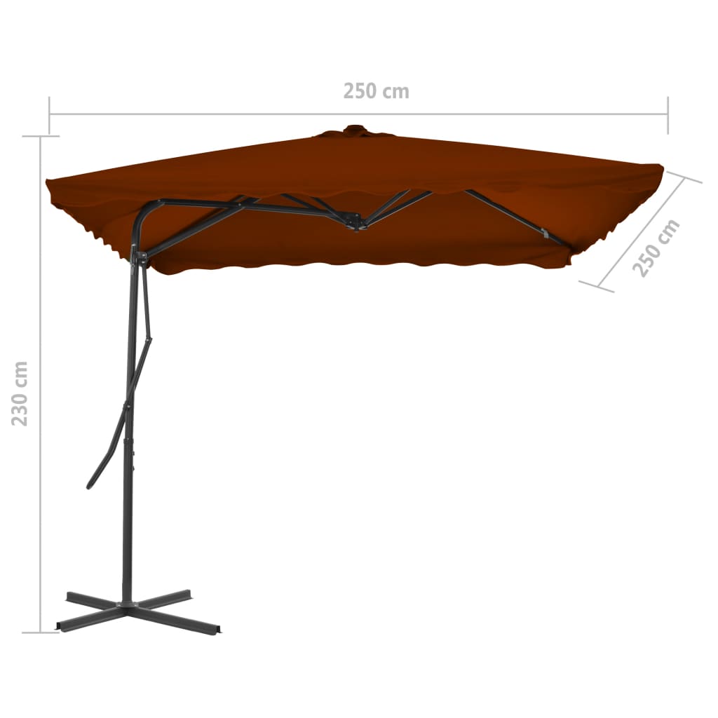 Garden Parasol with Steel Pole Terracotta 250x250x230 cm